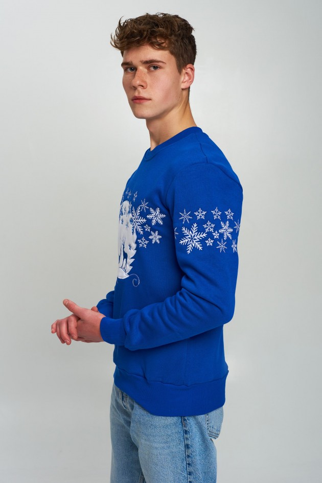 New Year's men's sweatshirt with deer UKRS-9954