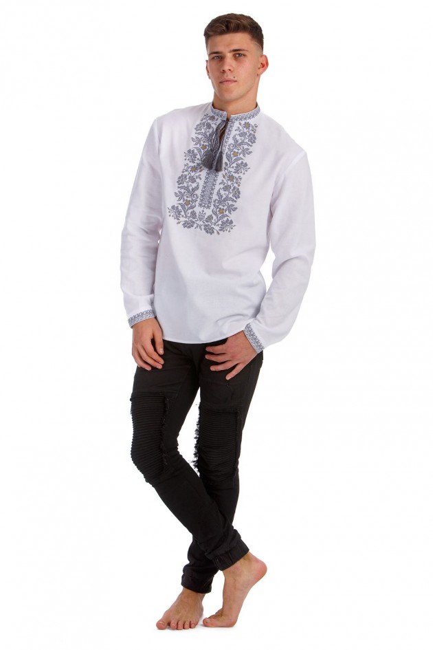 Stylish men's shirt snowy white color UKR-3391
