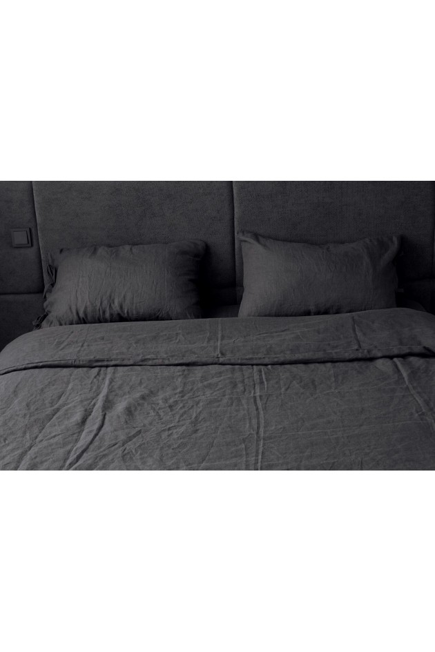 Bed linen made of natural flax color Anthracite POST-10002