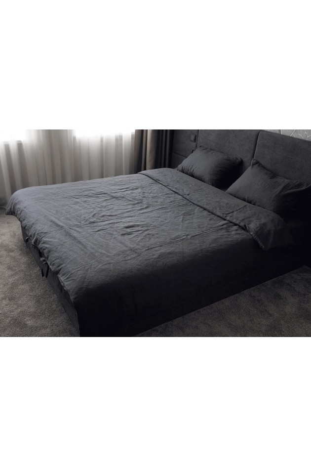 Bed linen made of natural flax color Anthracite