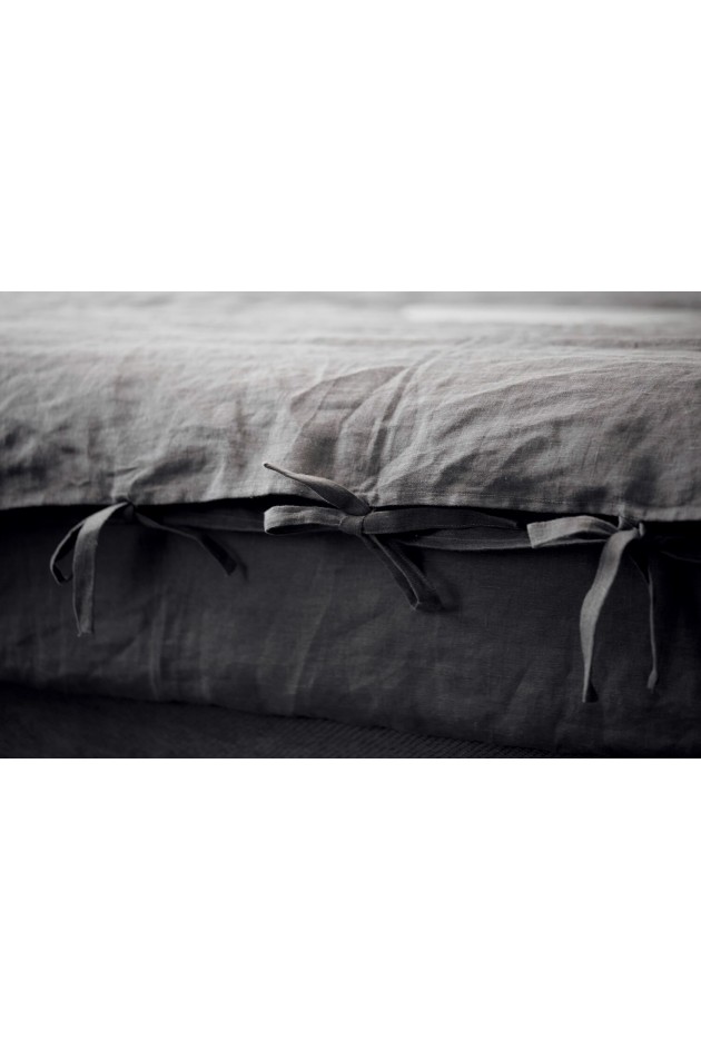 Bed linen made of natural flax color Anthracite POST-10002