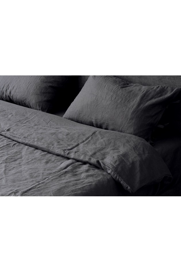 Bed linen made of natural flax color Anthracite POST-10002