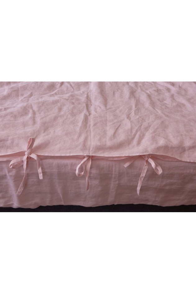 Pink bed made of clean linen POST-10009