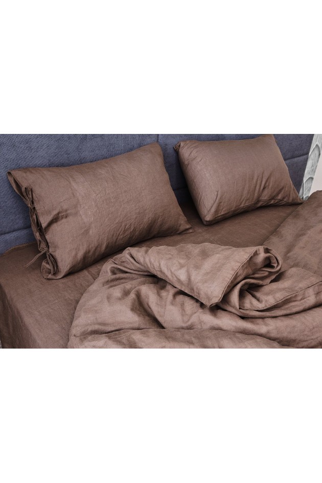 Linen bedding of milk chocolate color POST-10012