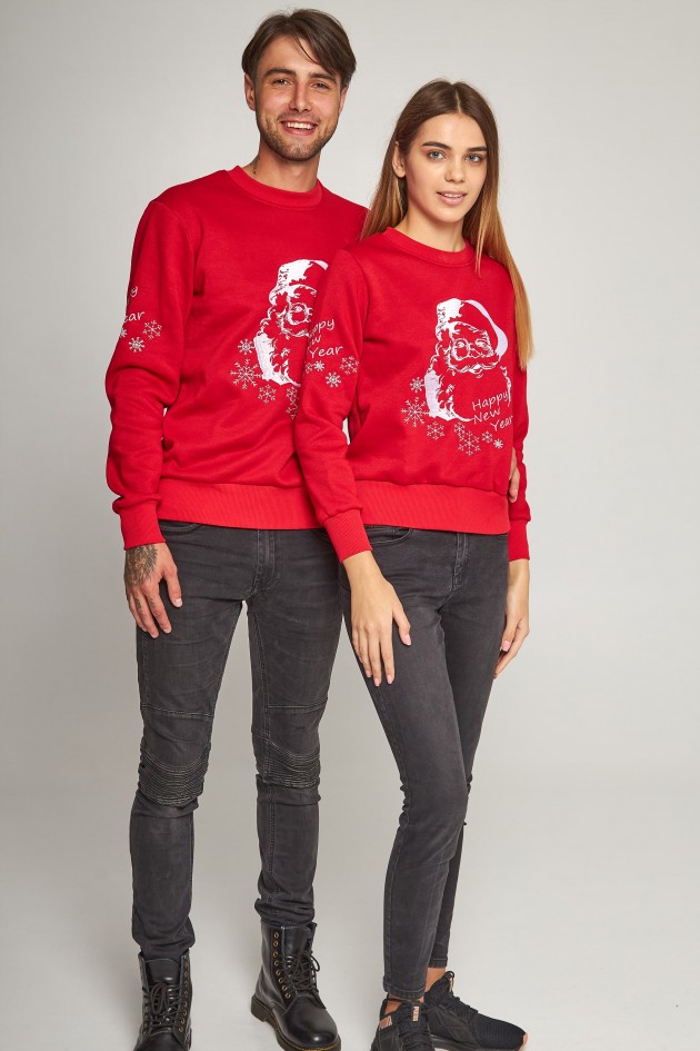 Family Christmas sweatshirts with Santa Claus Reds