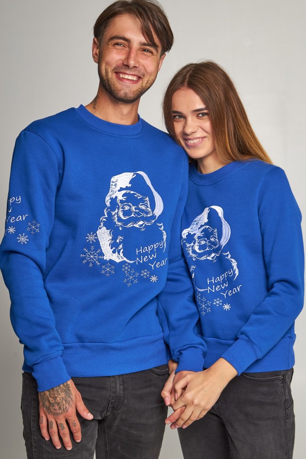 New Year's sweaters for two with Santa Claus blue UKRS-9940_UKRS-8841