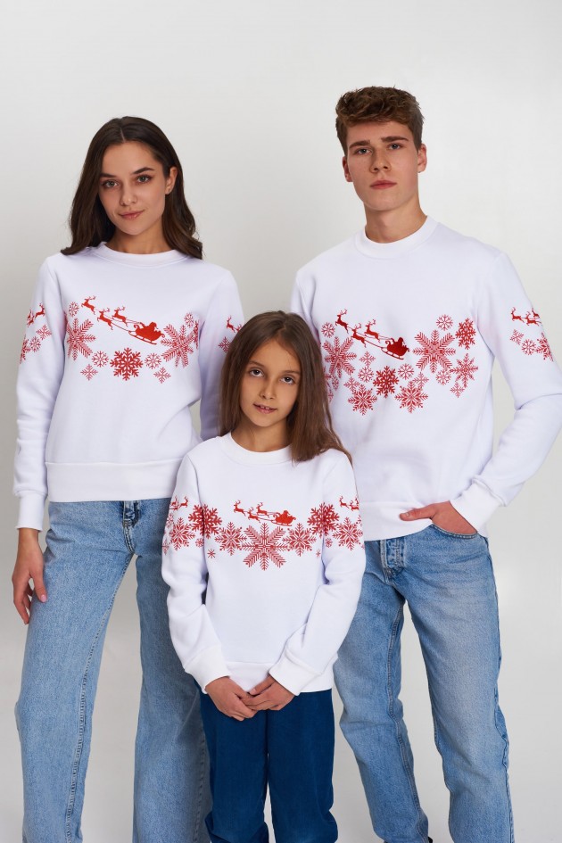 Family Christmas sweatshirts with Santa Claus White