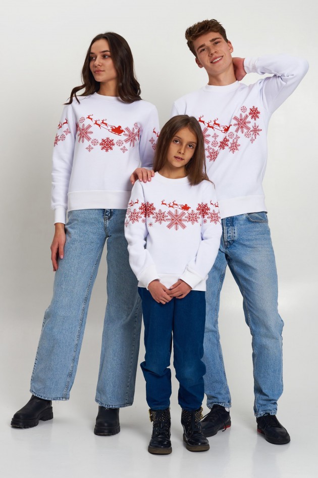Family Christmas sweatshirts with Santa Claus White