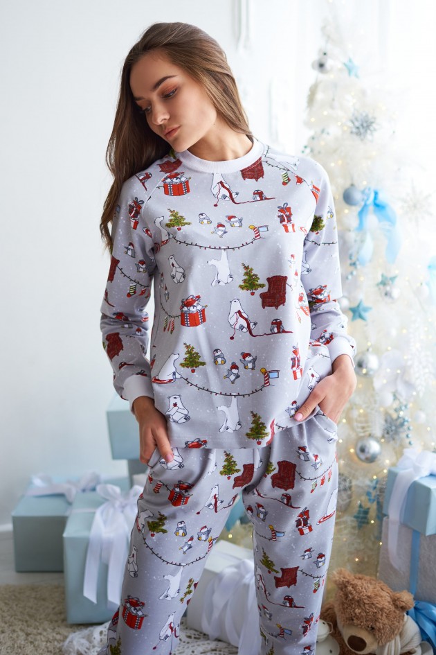 Women's warm Christmas pajamas UKRS-8861