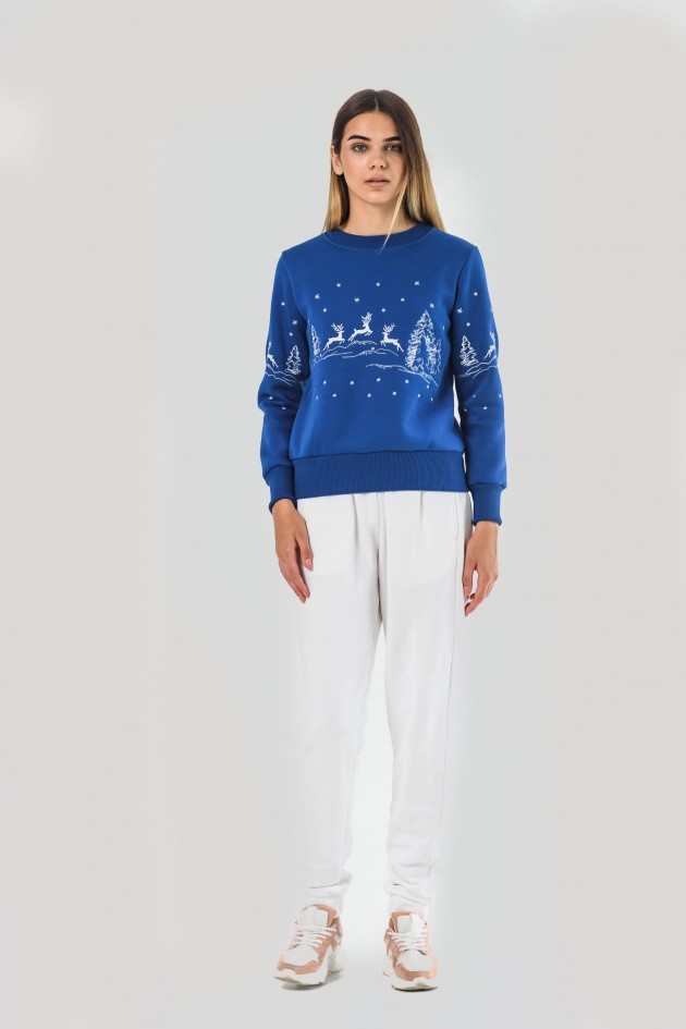 Women's New Year's sweatshirt with deer UKRS-8838