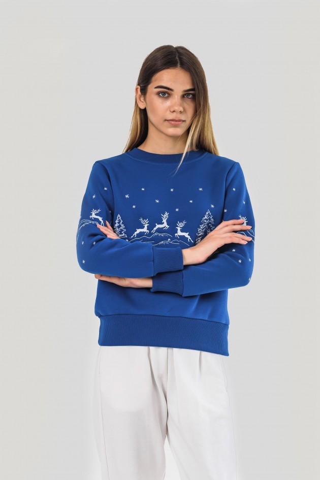 Women's New Year's sweatshirt with deer UKRS-8838