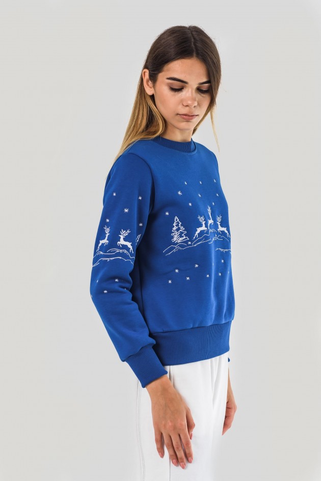 Women's New Year's sweatshirt with deer UKRS-8838