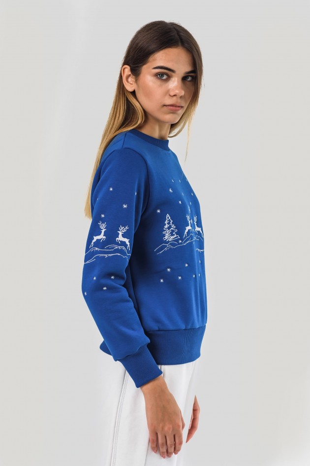 Women's New Year's sweatshirt with deer UKRS-8838