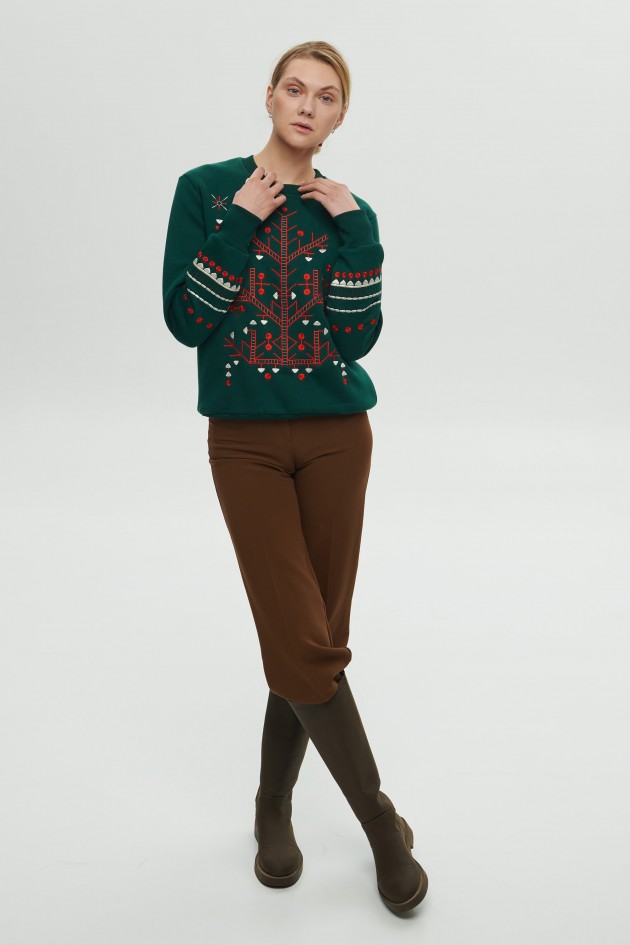Women's green Christmas sweatshirt UKRS-8870