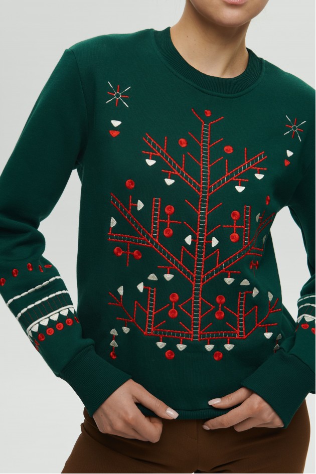 Women's green Christmas sweatshirt UKRS-8870