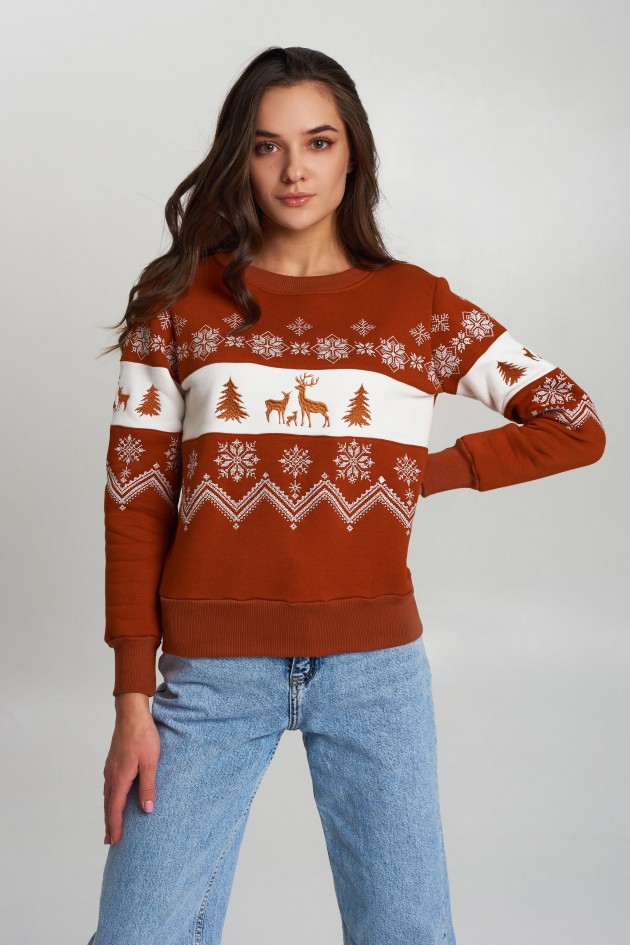 New Year's sweatshirt Women's brown 2