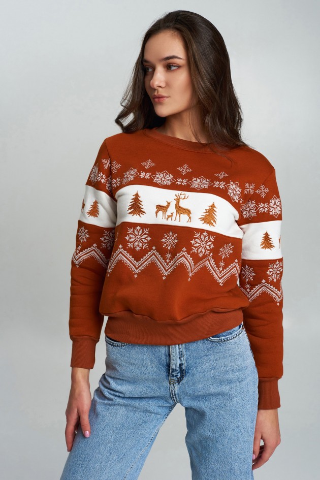 New Year's sweatshirt Women's brown 2