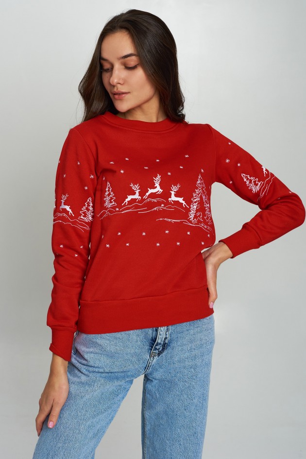 Christmas Women's Svitshot Deer Red UKRS-8829