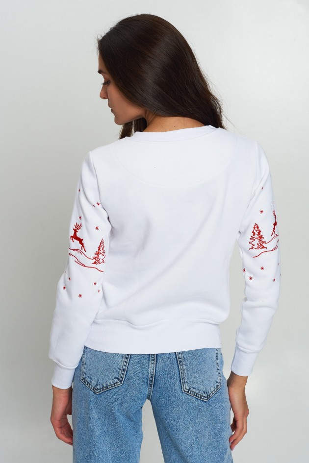 Christmas female sweatshirt with deer White UKRS-8830