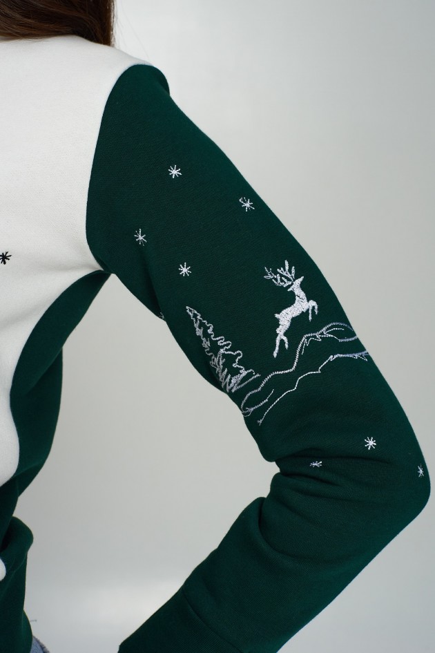 Christmas female sweatshirt with deer Green UKRS-8831