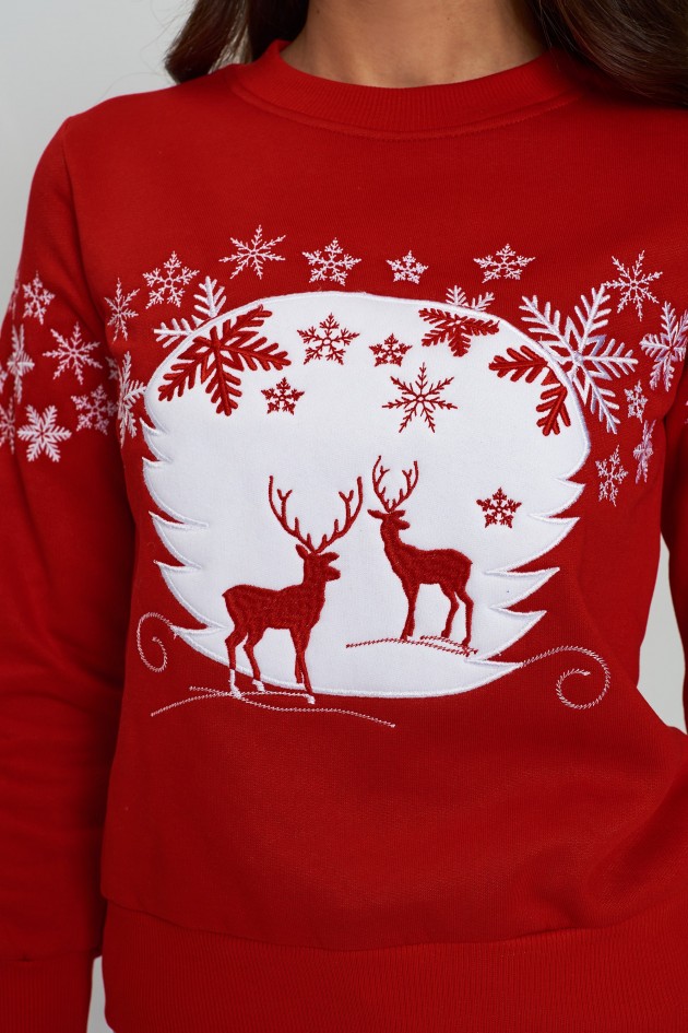 New Year's Women's sweatshirt Red deer UKRS-8854