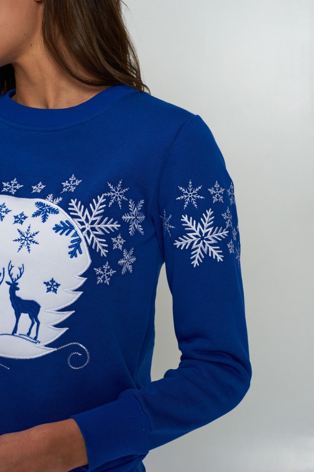 New Year's female embroidered sweatshirt with deer UKRS-8855