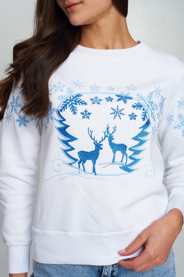 Christmas Women's sweatshirt with deer White 3