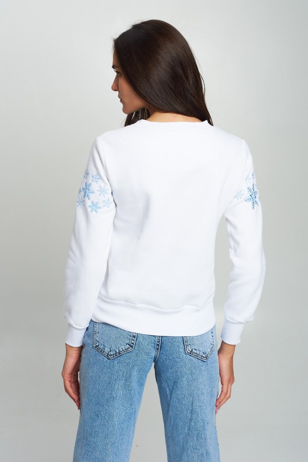Christmas Women's sweatshirt with deer White 3 UKRS-8856