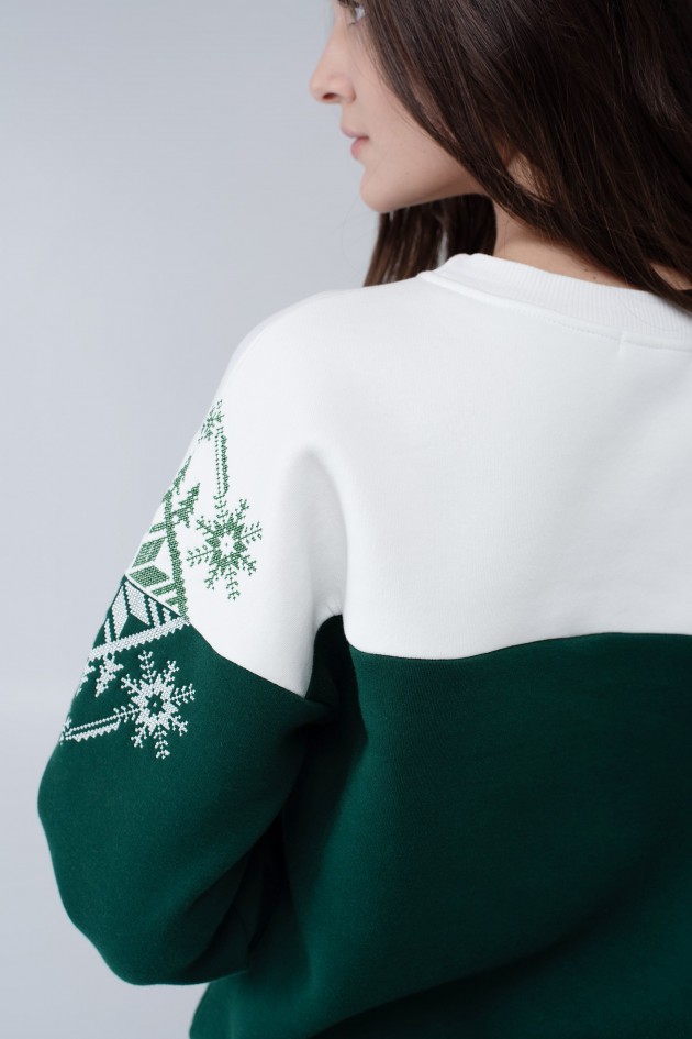 Women's green New Year's sweatshirt Snowflake UKRS-8867