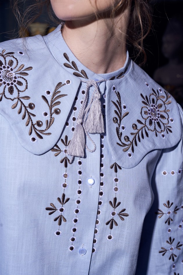 Blue collar with Petrykivka painting "Petra" UKR-5268