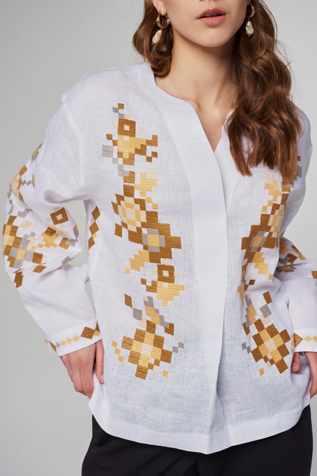 Жіноча вишита блуза White UKR-5224