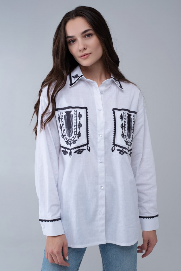 Women's embroidered shirt White UKR-5243