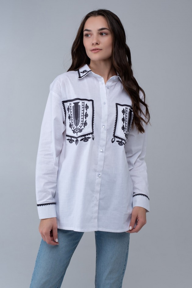 Women's embroidered shirt White UKR-5243