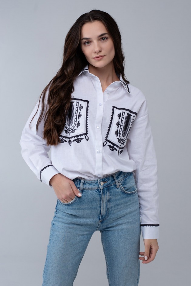 Women's embroidered shirt White UKR-5243