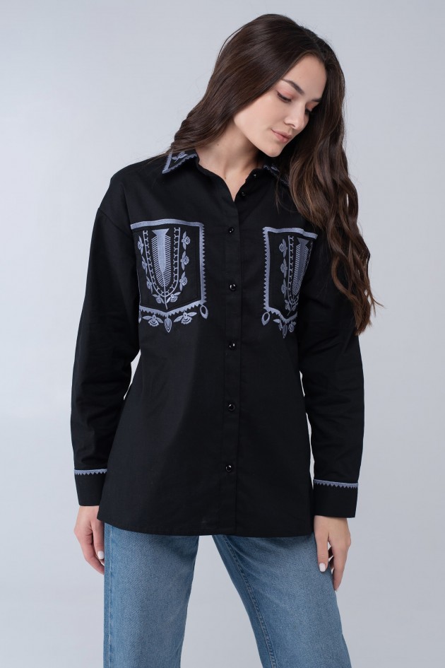 Women's embroidered shirt Black