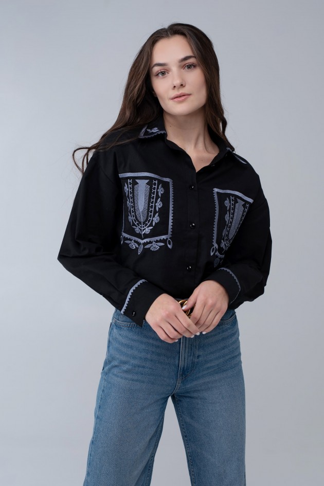Женская вышитая рубашка Black