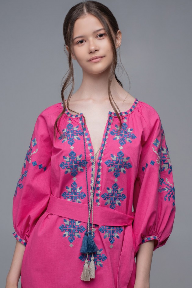 Жіноча вишита сукня Pink UKR-4229