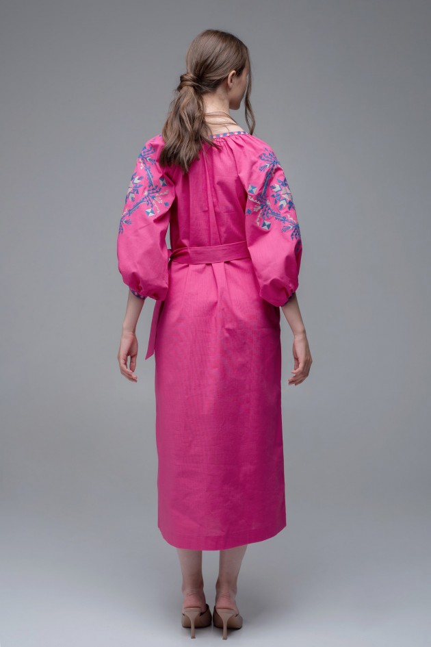 Жіноча вишита сукня Pink UKR-4229