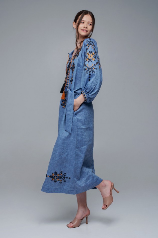 Жіноча вишита сукня Denim UKR-4230