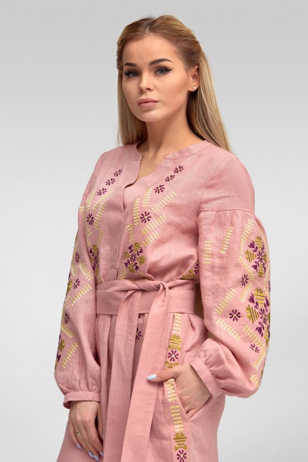 Жіноча вишита сукня Amaranth Pink UKR-4177