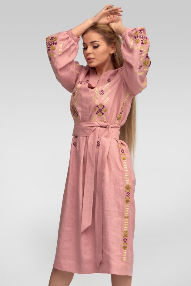 Жіноча вишита сукня Amaranth Pink UKR-4177
