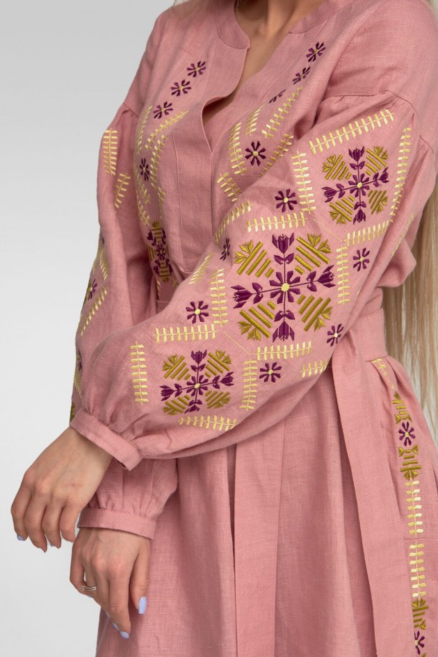Жіноча вишита сукня Amaranth Pink UKR-4177