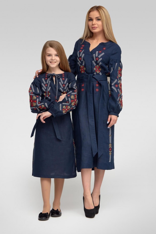 Жіноча вишита сукня Navy blue 3 UKR-4178