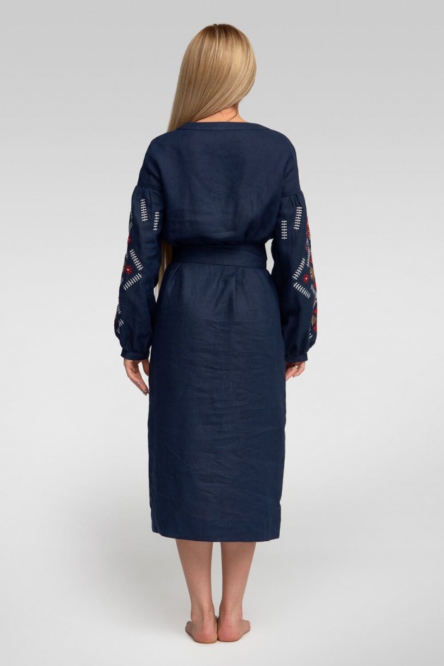 Жіноча вишита сукня Navy blue 3 UKR-4178