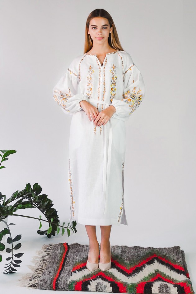 Women's embroidered dress White 3 UKR-4187