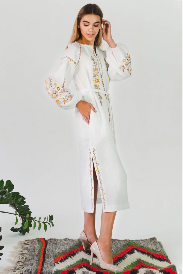 Women's embroidered dress White 3 UKR-4187