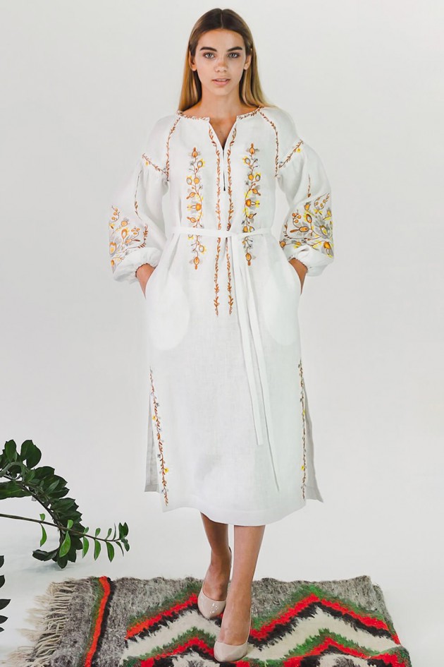 Women's embroidered dress White 3 UKR-4187