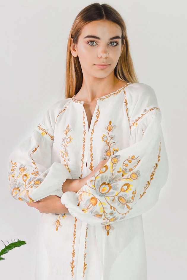Women's embroidered dress White 3 UKR-4187