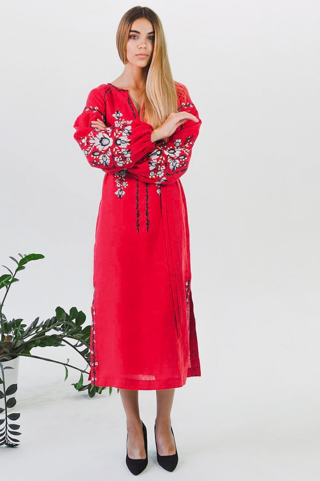 Жіноча вишита сукня Red 2 UKR-4189