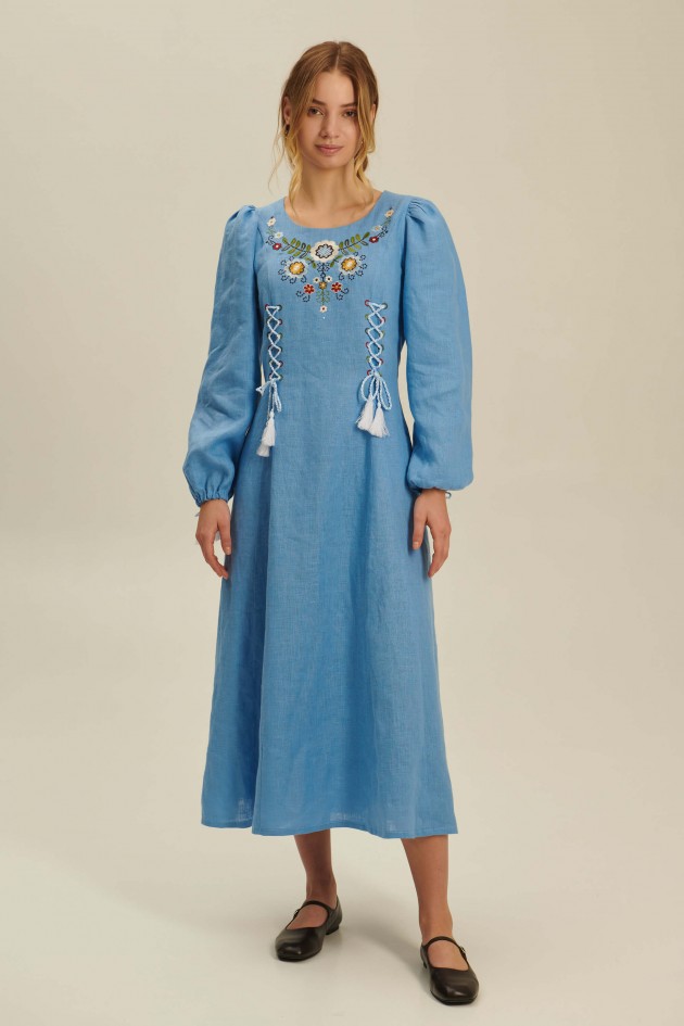 Women's linen embroidered dress Freckle